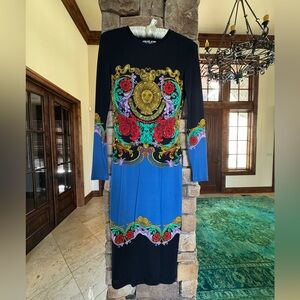 Versace Jeans Collection Black and Blue Long Sleeve Dress